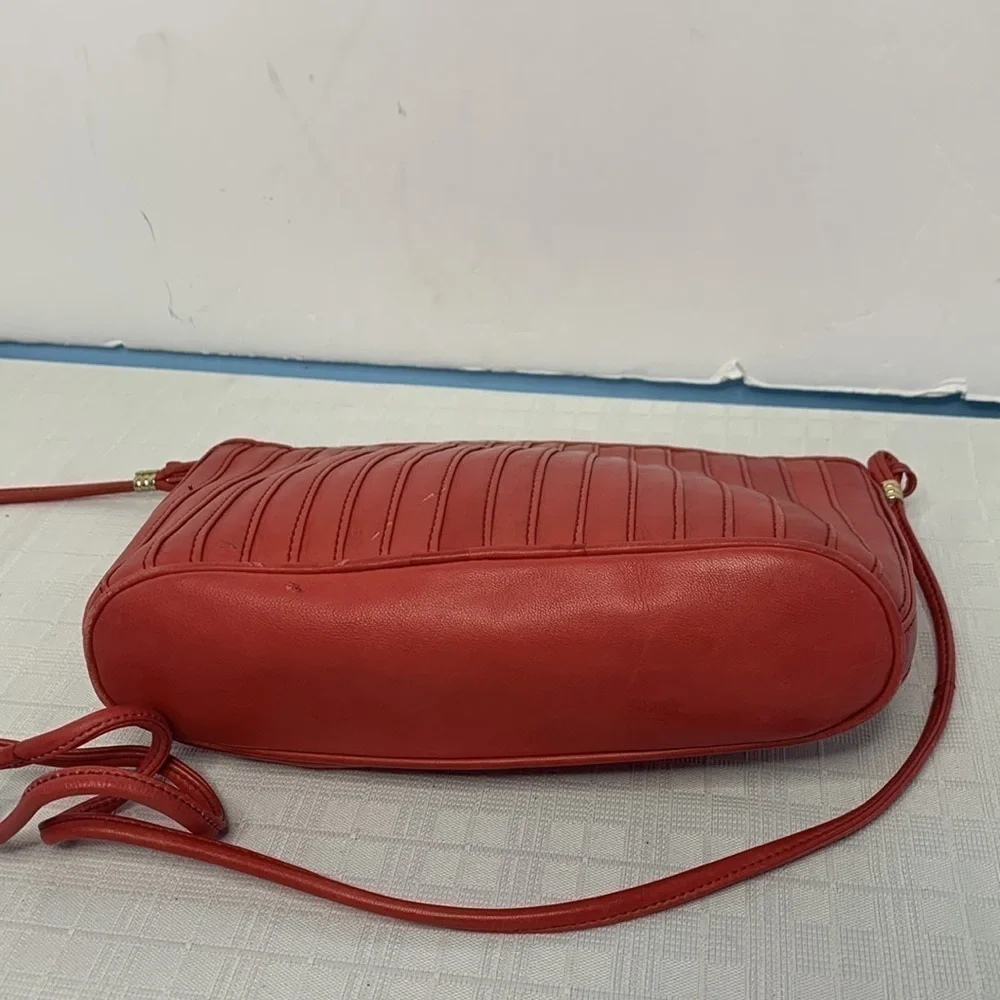 Saks Fifth Avenue coral red leather bag